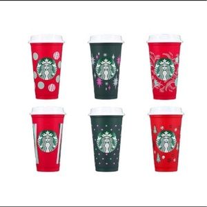 Starbucks Winter 2022 Color Changing Plastic Reusable Hot Cup 6 Pack 16 FL Oz